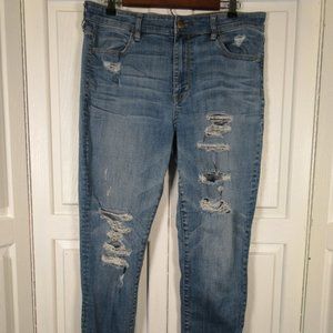 American Eagle Outfitters Jeans Super Stretch Hi-Rise Jeggings Size 14 distres